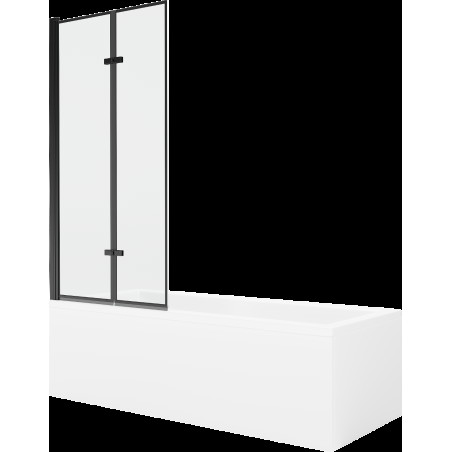 Mexen Cubik 150 x 70 cm téglalap alakú kád burkolattal és 2 szárnyas kádparavánnal 80 cm, Fekete minta - 550315070X9208027070