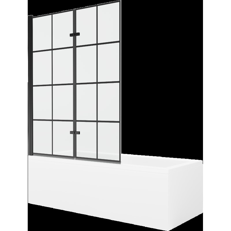 Mexen Cubik 160 x 70 cm téglalap alakú kád burkolattal és 2 szárnyas kádparavánnal 120 cm, Fekete minta - 550316070X9212027077