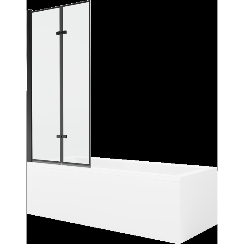 Mexen Cubik 170 x 70 cm téglalap alakú kád burkolattal és 2 szárnyas kádparavánnal 80 cm, Fekete minta - 550317070X9208027070