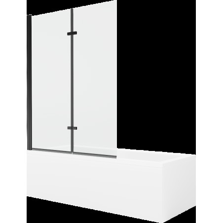 Mexen Cubik 170 x 70 cm téglalap alakú kád burkolattal és 2 szárnyas kádparavánnal 120 cm, Átlátszó, Fekete - 550317070X92120270