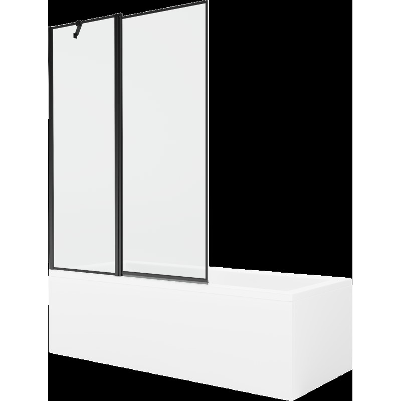 Mexen Cubik 150 x 70 cm téglalap alakú kád burkolattal és 1 szárnyas kádparavánnal 120 cm, Fekete minta - 550315070X9412117070