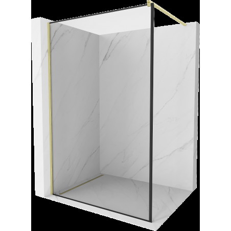 Mexen Kioto Walk-in zuhanyfal 160 x 200 cm, fekete mintás 8 mm, arany kefélt - 800-160-101-55-70