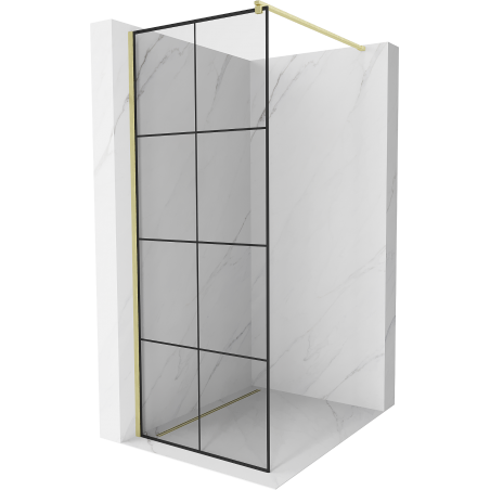 Mexen Kioto Walk-in zuhanyfal 70 x 200 cm, fekete minta 8 mm, arany kefélt - 800-070-101-55-77