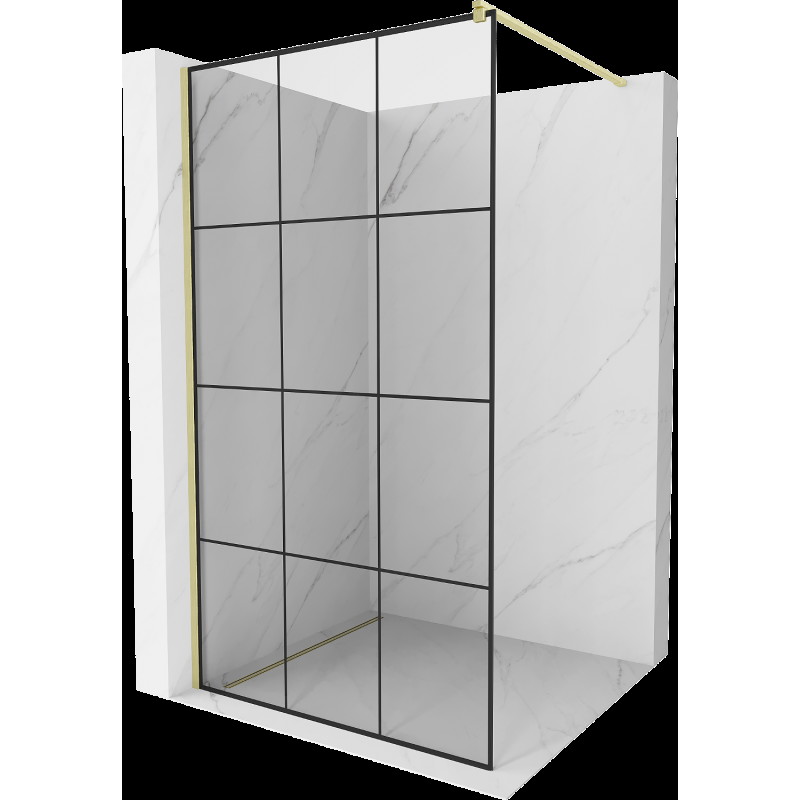 Mexen Kioto Walk-in zuhanyfal 100 x 200 cm, fekete minta 8 mm, arany fényezés - 800-100-101-55-77