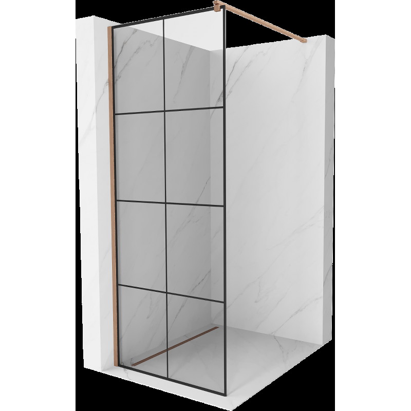 Mexen Kioto Walk-in zuhanyfal 70 x 200 cm, fekete minta 8 mm, csiszolt réz - 800-070-101-65-77