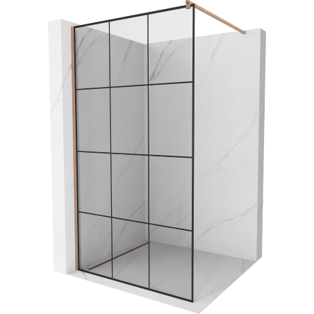 Mexen Kioto walk-in zuhanyfal 120 x 200 cm, fekete minta 8 mm, kefélt réz - 800-120-101-65-77