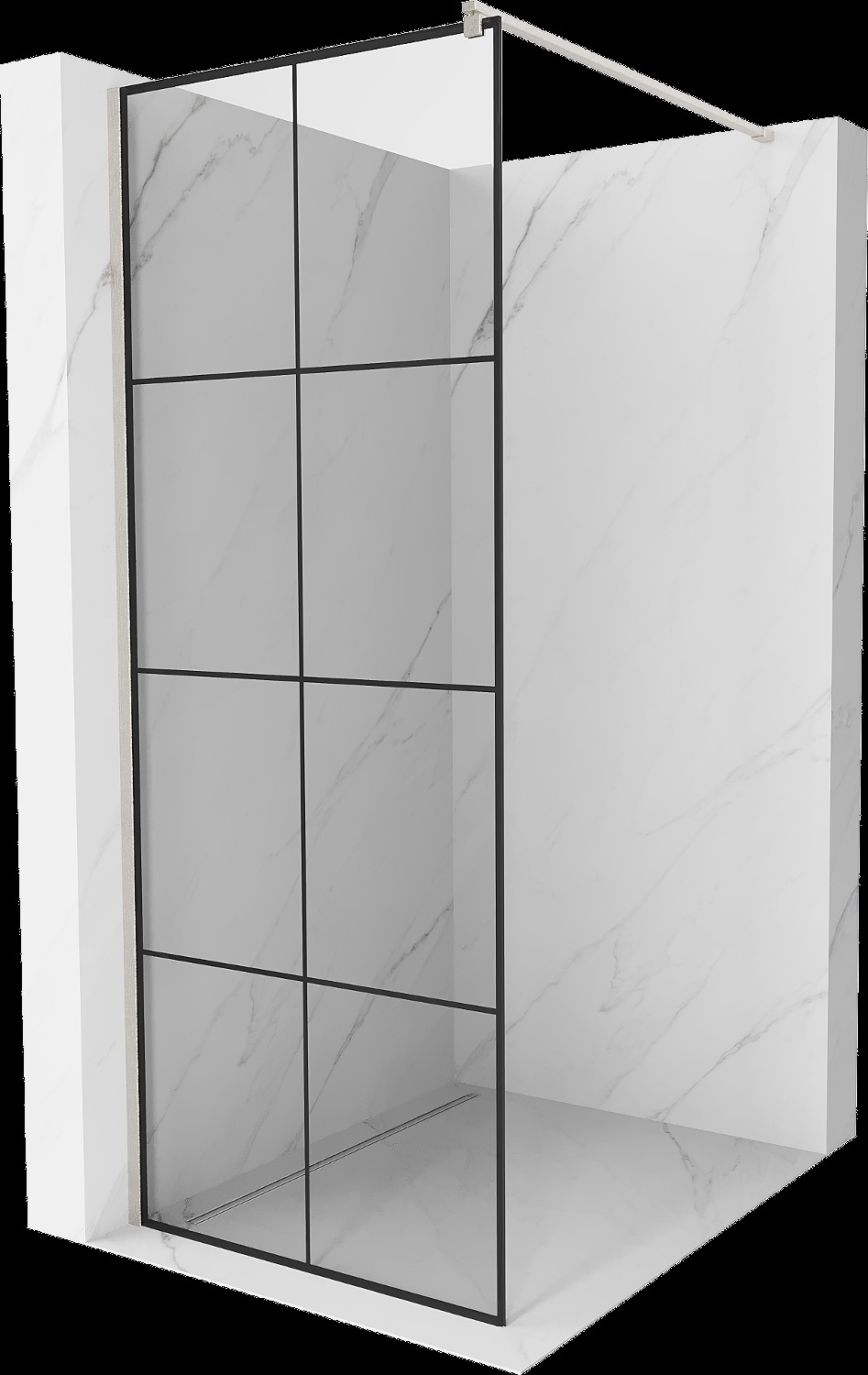 Mexen Kioto Walk-in zuhanyfal 80 x 200 cm, fekete minta 8 mm, fényezett nikkel - 800-080-101-97-77