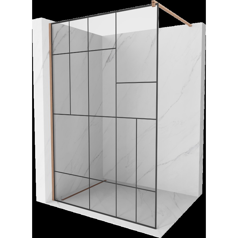 Mexen Kioto Walk-in zuhanyfal 80 x 200 cm, fekete minta 8 mm, kefélt bronz - 800-080-101-65-78