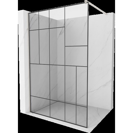 Mexen Kioto Walk-in zuhanyfal 110 x 200 cm, fekete minta 8 mm, kefélt nikkel - 800-110-101-97-78