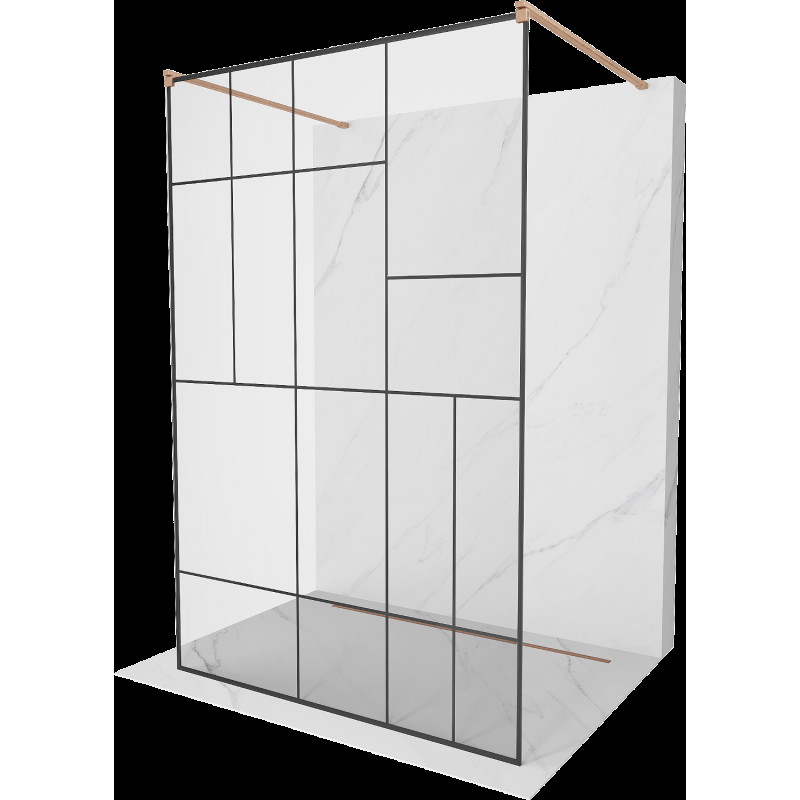 Mexen Kioto szanitos faliparaván freestanding 130 x 200 cm, fekete minta 8 mm, kefélt bronz - 800-130-002-65-78