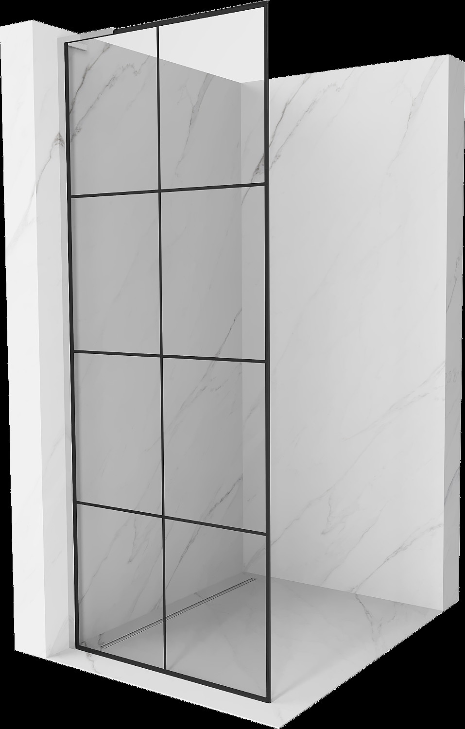 Mexen Kioto L Walk-in zuhanyfal 90 x 200 cm, fekete minta, króm - 800-090-103-01-77