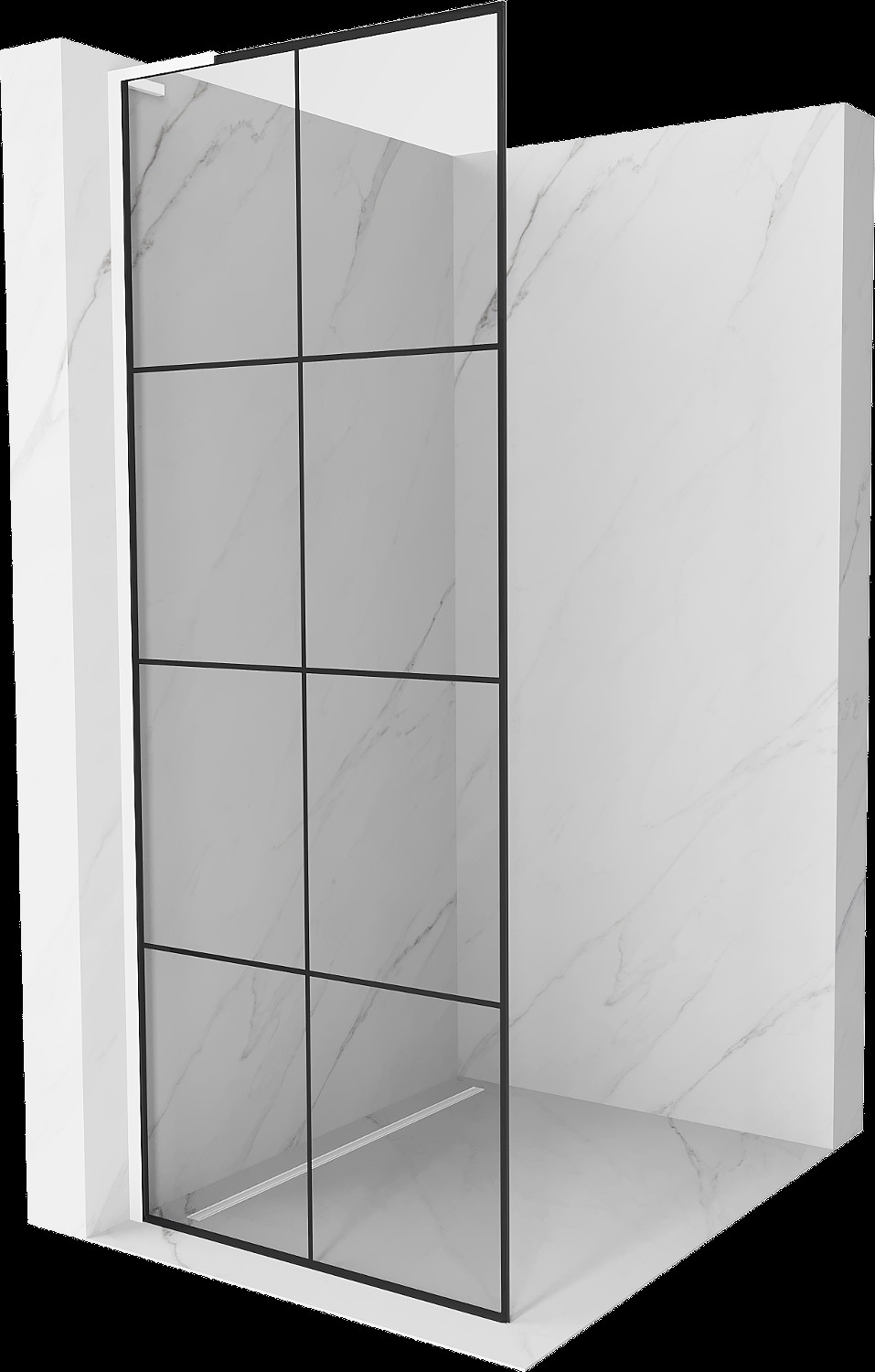 Mexen Kioto L Walk-in zuhanyfal 80 x 200 cm, fekete minta, fehér - 800-080-103-20-77