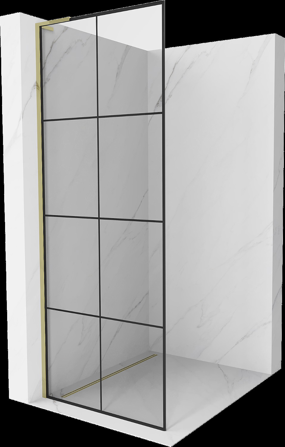 Mexen Kioto L zuhanyfal Walk-in 70 x 200 cm, fekete minta, arany - 800-070-103-50-77