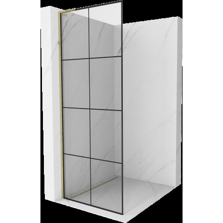 Mexen Kioto L Walk-in zuhanyfal 80 x 200 cm, fekete minta, arany - 800-080-103-50-77