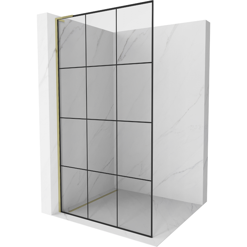 Mexen Kioto L Walk-in zuhanyfal 100 x 200 cm, fekete minta, arany - 800-100-103-50-77