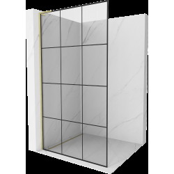 Mexen Kioto L 110 x 200 cm-es Walk-in zuhanyfal, fekete minta, arany kefével - 800-110-103-55-77