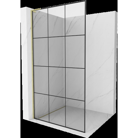 Mexen Kioto L 110 x 200 cm-es Walk-in zuhanyfal, fekete minta, arany kefével - 800-110-103-55-77