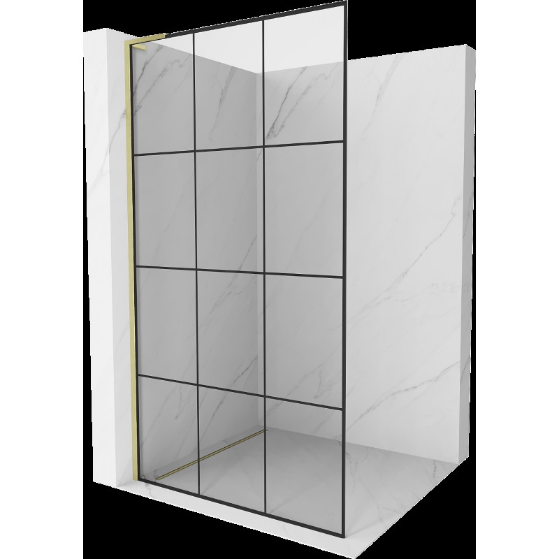 Mexen Kioto L Walk-in zuhanyfal 120 x 200 cm, fekete minta, arany kefélt - 800-120-103-55-77