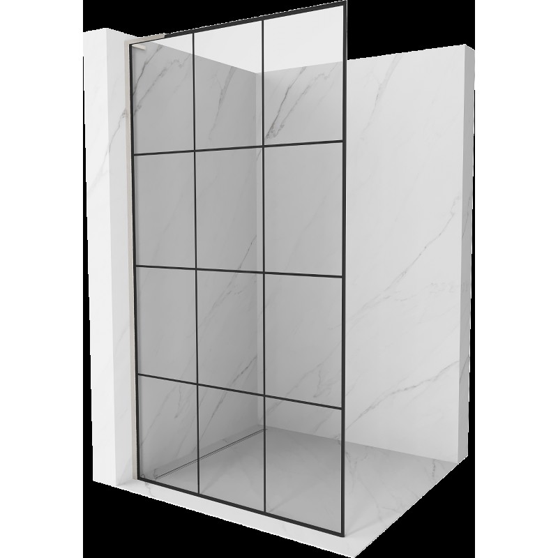 Mexen Kioto L Walk-in zuhanyfal 110 x 200 cm, fekete minta, kefélt nikkel - 800-110-103-97-77