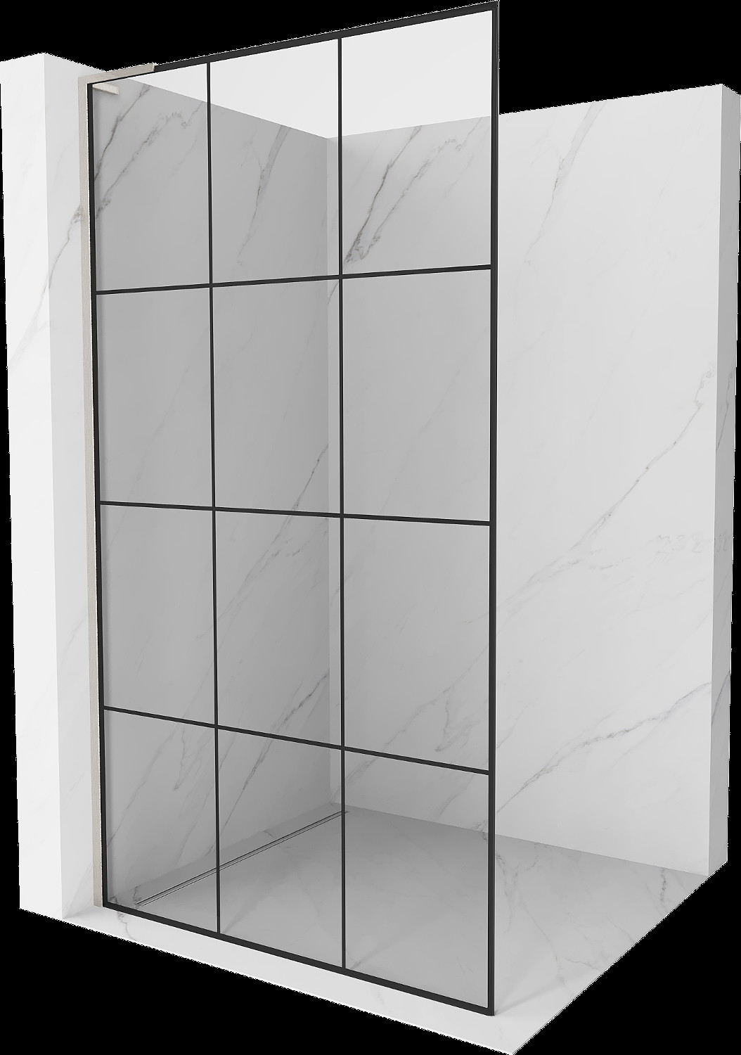 Mexen Kioto L Walk-in zuhanyfal 110 x 200 cm, fekete minta, kefélt nikkel - 800-110-103-97-77