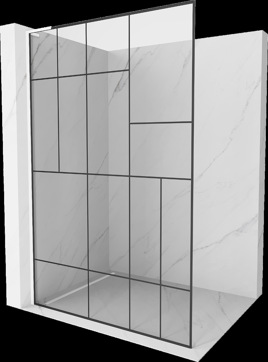 Mexen Kioto L Walk-in zuhanyfal 90 x 200 cm, fekete mintával, fehér - 800-090-103-20-78