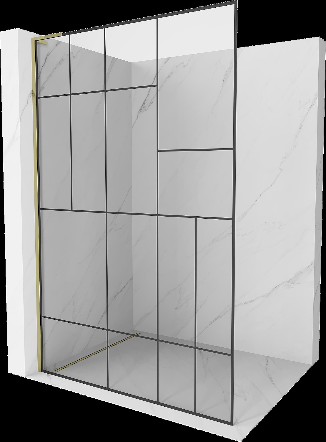 Mexen Kioto L walk-in zuhanyfal 110 x 200 cm, fekete minta, arany - 800-110-103-50-78