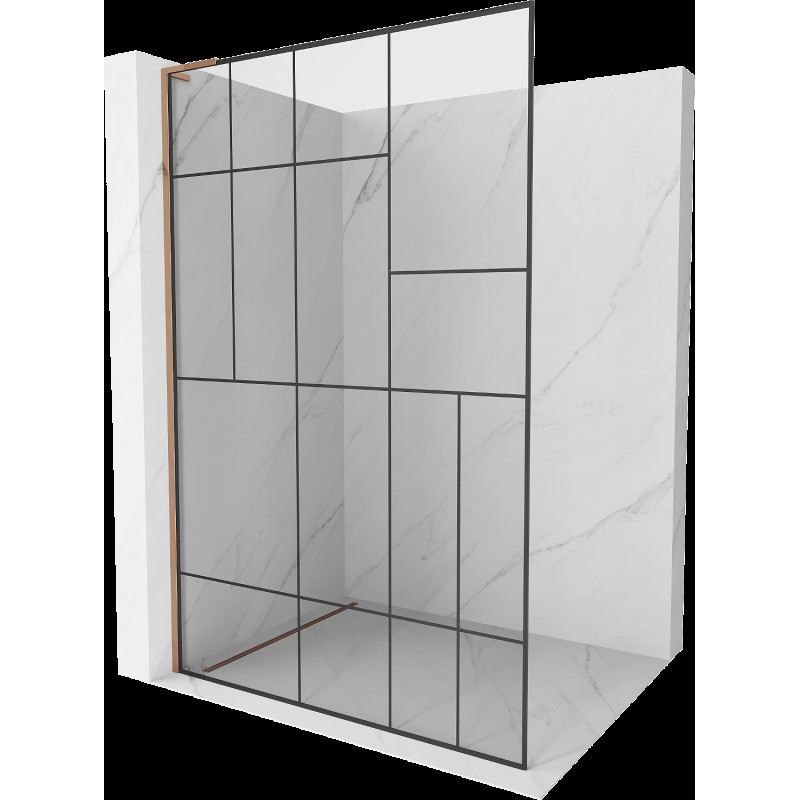 Mexen Kioto L Walk-in zuhanyfal 80 x 200 cm, fekete minta, rózsaarany - 800-080-103-60-78