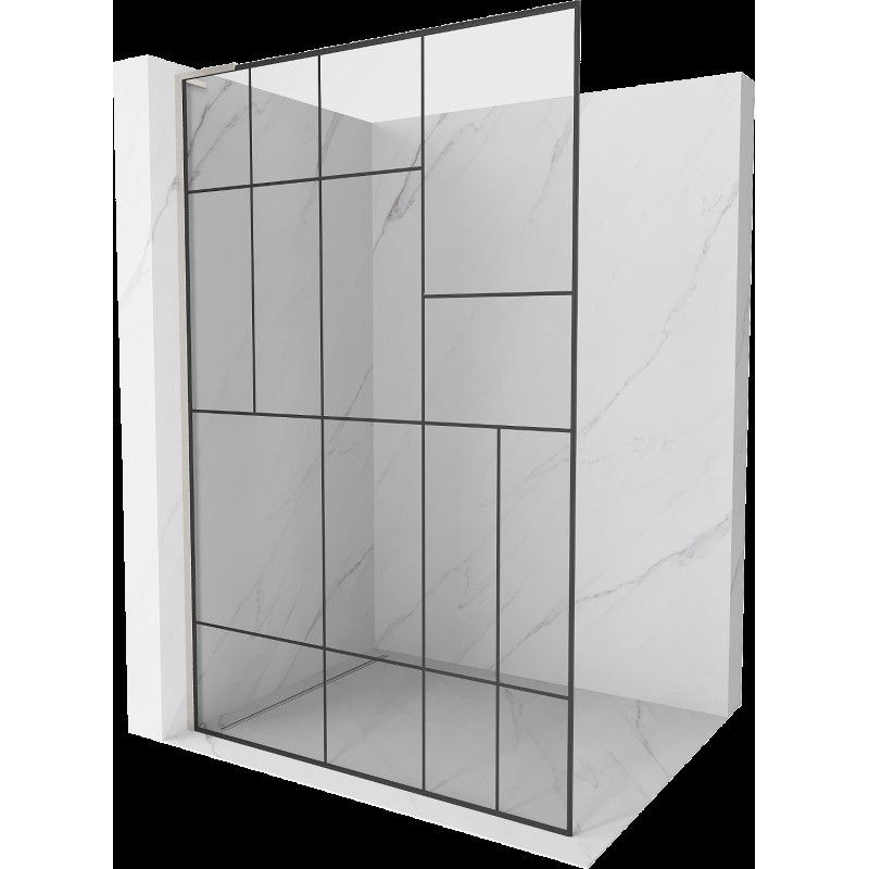 Mexen Kioto L Walk-in zuhanyfal 100 x 200 cm, fekete minta, finom nikkel - 800-100-103-97-78