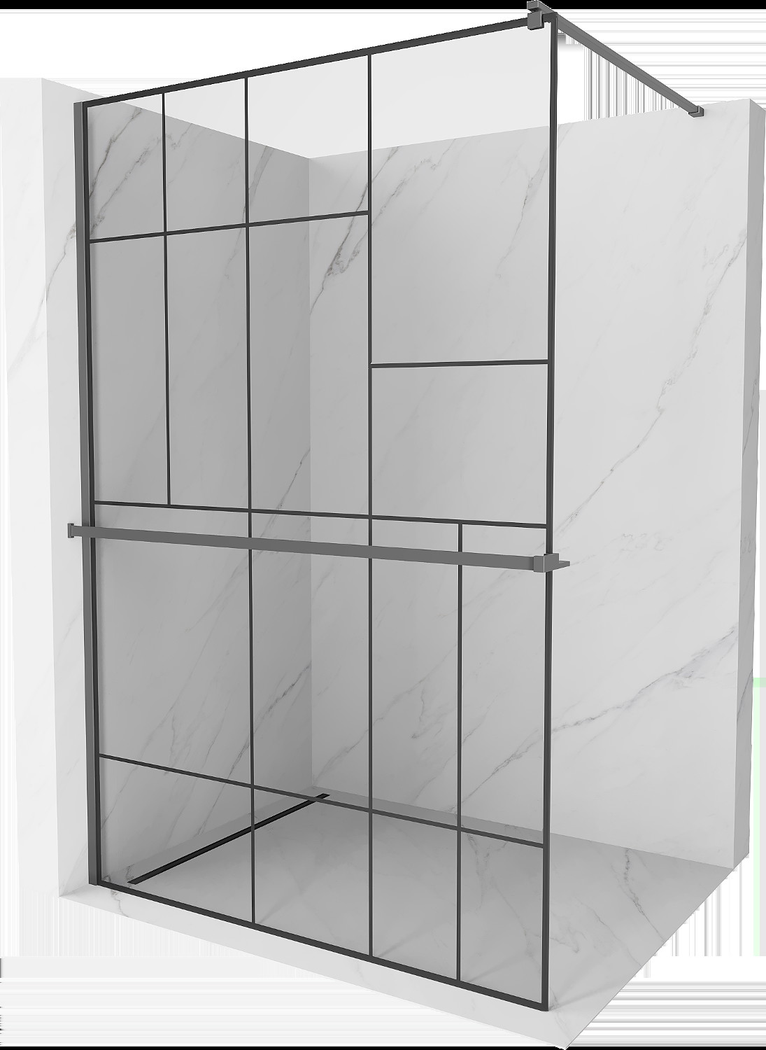 Mexen Kioto+ Walk-in zuhanyfal polccal 100 x 200 cm, fekete minta, gun metal - 800-100-121-95-78