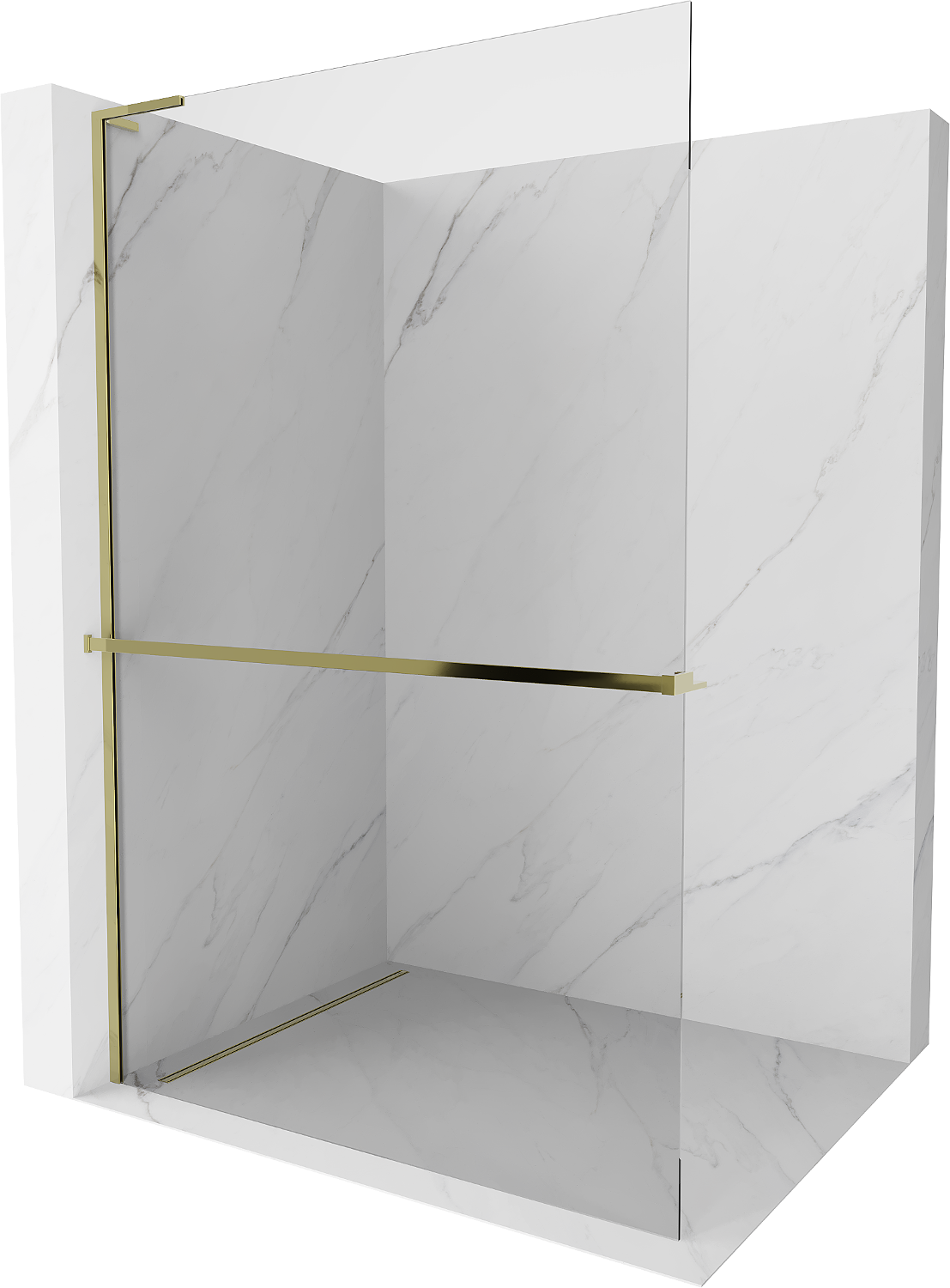 Mexen Kioto+ L zuhanyfal polccal Walk-in 105 x 200 cm, átlátszó, arany - 800-105-123-50-00