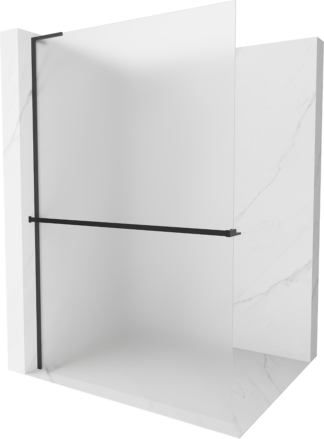 Mexen Kioto+ L zuhanyfal polccal Walk-in 80 x 200 cm, homályos, fekete - 800-080-123-70-30