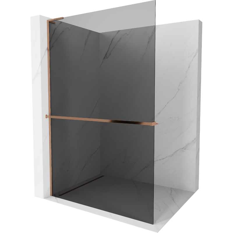 Mexen Kioto+ L Walk-in zuhanyfal polccal 70 x 200 cm, grafit, rózsaarany - 800-070-123-60-40
