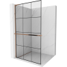 Mexen Kioto+ L Walk-in zuhanyfal polccal 110 x 200 cm, fekete minta, rózsaarany - 800-110-123-60-77