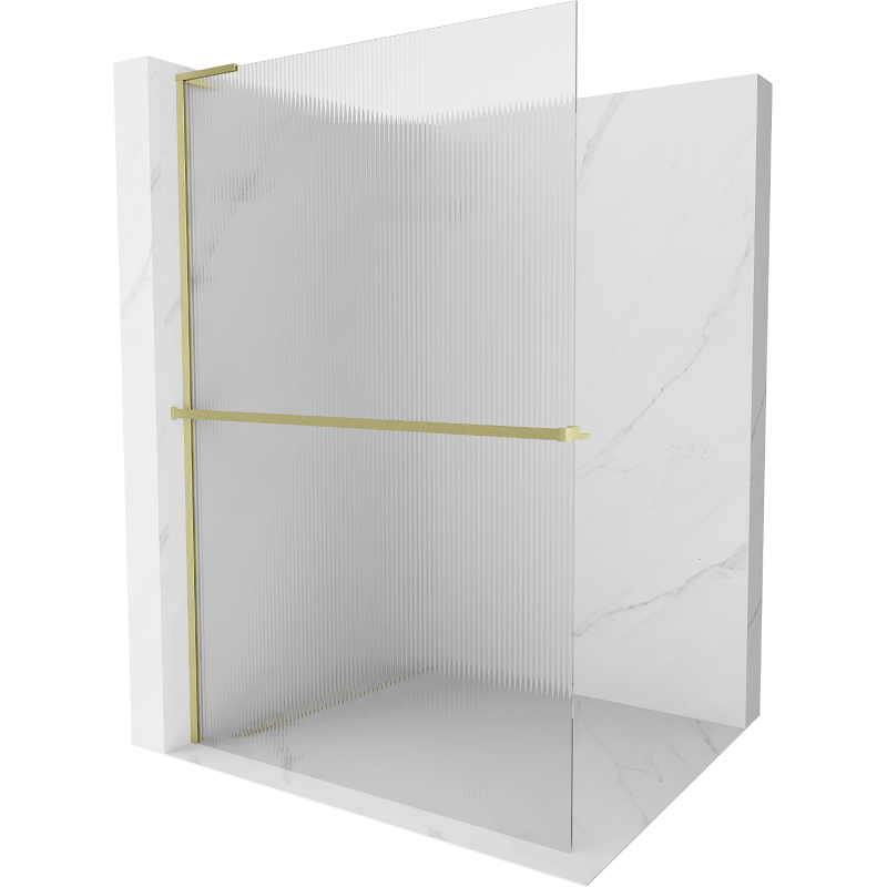 Mexen Kioto+ L walk-in zuhanyfal polccal 80 x 200 cm, áttetsző, arany hatású - 800-080-123-55-09
