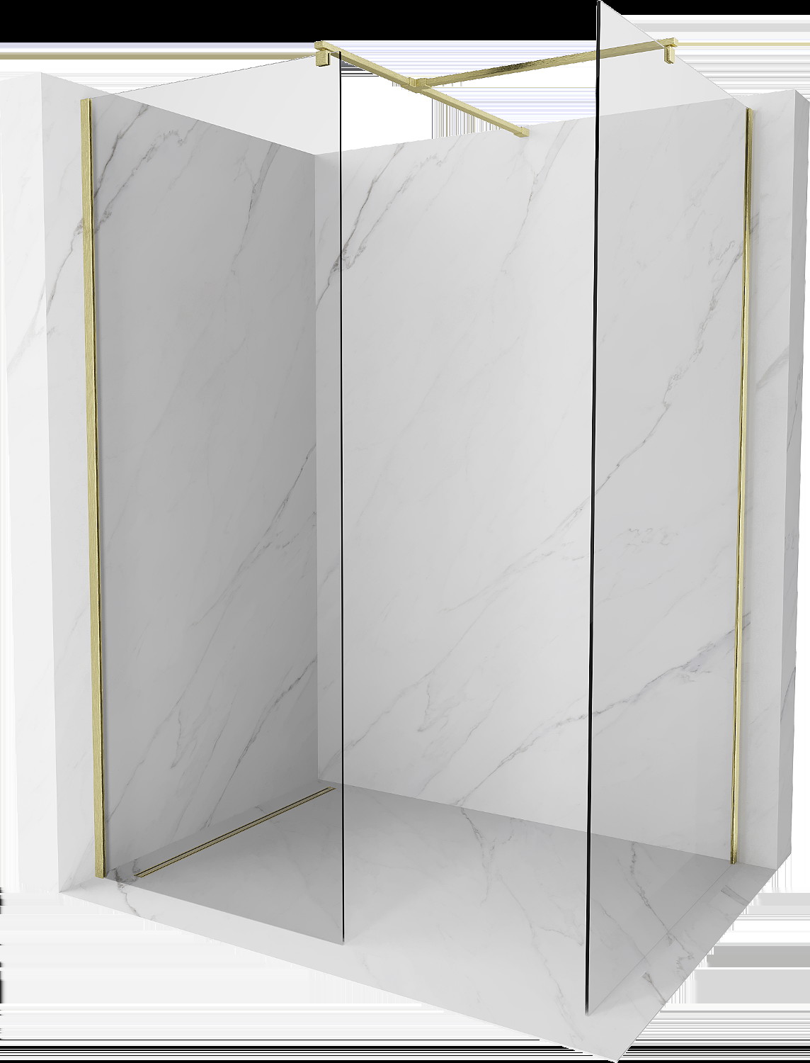 Mexen Kioto Walk-in zuhanyfal 130 x 75 cm, átlátszó, brushed gold - 800-130-202-55-00-075