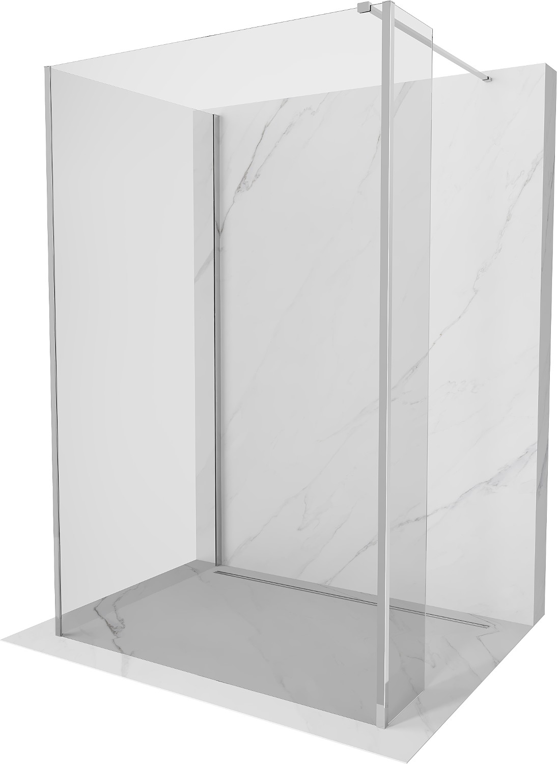 Mexen Kioto walk-in zuhanyfal 125 x 70 x 30 cm, átlátszó, króm - 800-125-070-221-01-00-030