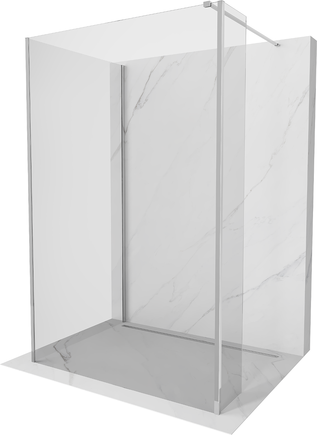 Mexen Kioto Walk-in zuhanyfal 140 x 80 x 30 cm, átlátszó, króm - 800-140-080-221-01-00-030