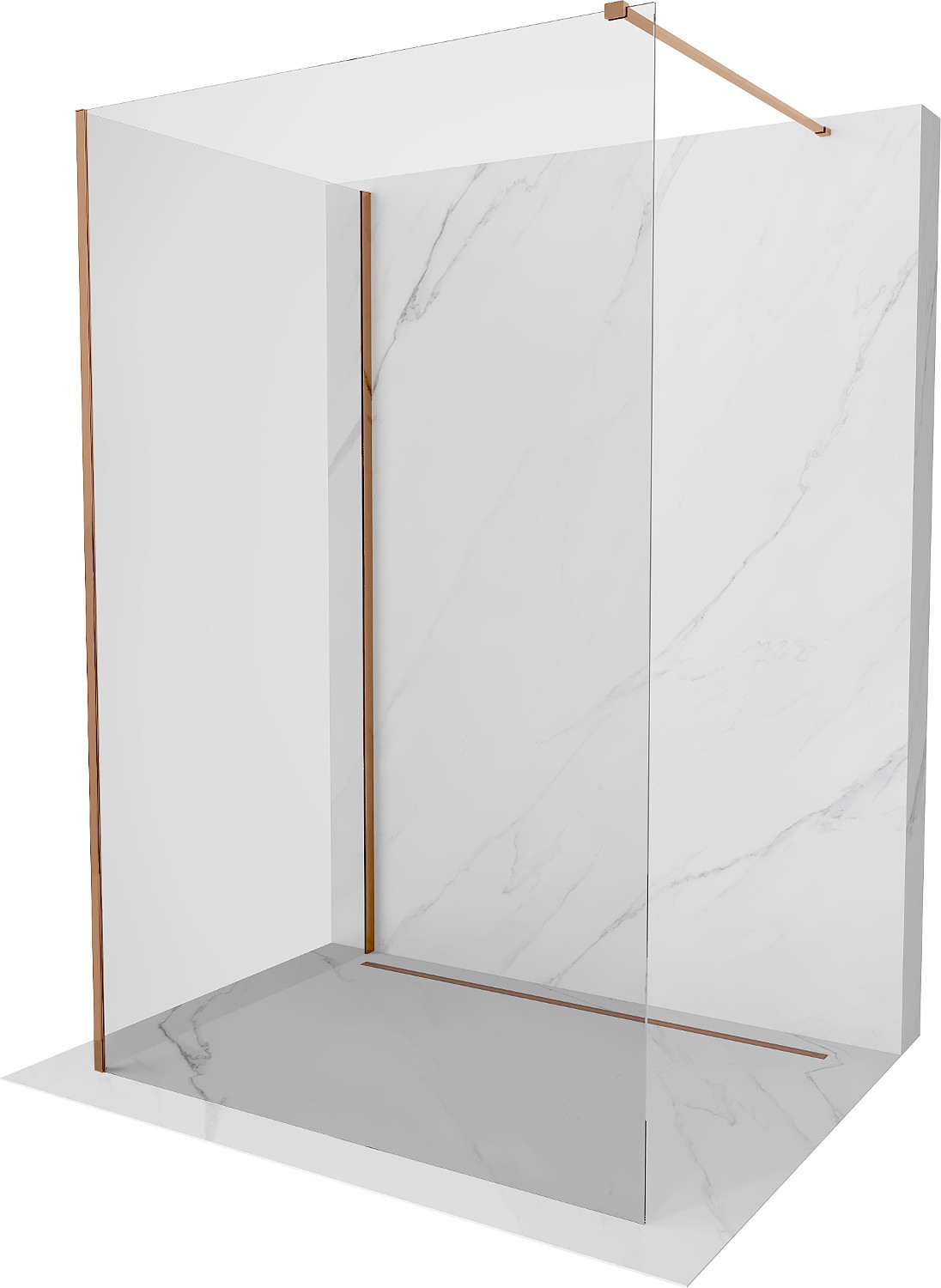 Mexen Kioto Walk-in zuhanyfal 135 x 70 cm, áttetsző, rózsasárga - 800-135-212-60-00-070