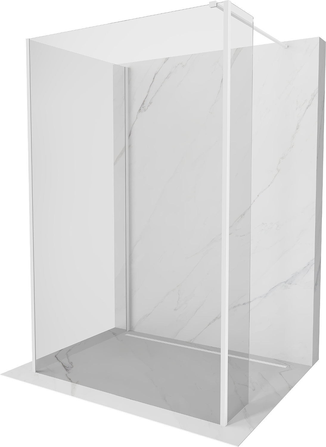 Mexen Kioto Walk-in zuhanyfal 120 x 70 x 30 cm, átlátszó, fehér - 800-120-070-221-20-00-030