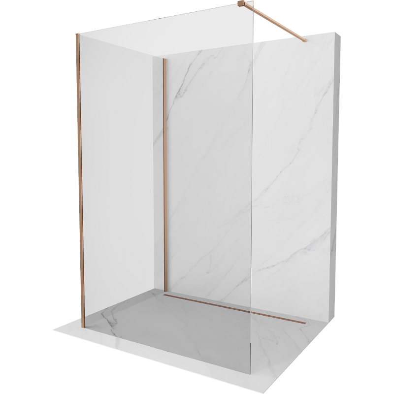 Mexen Kioto Walk-in zuhanyfal 90 x 80 cm, áttetsző, sörtét réz - 800-090-212-65-00-080