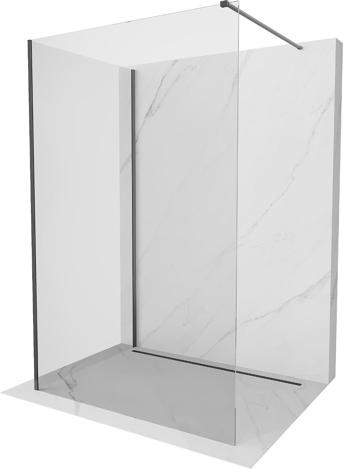 Mexen Kioto Walk-in zuhanyfal 130 x 80 cm, átlátszó, gun gray brushed - 800-130-212-66-00-080