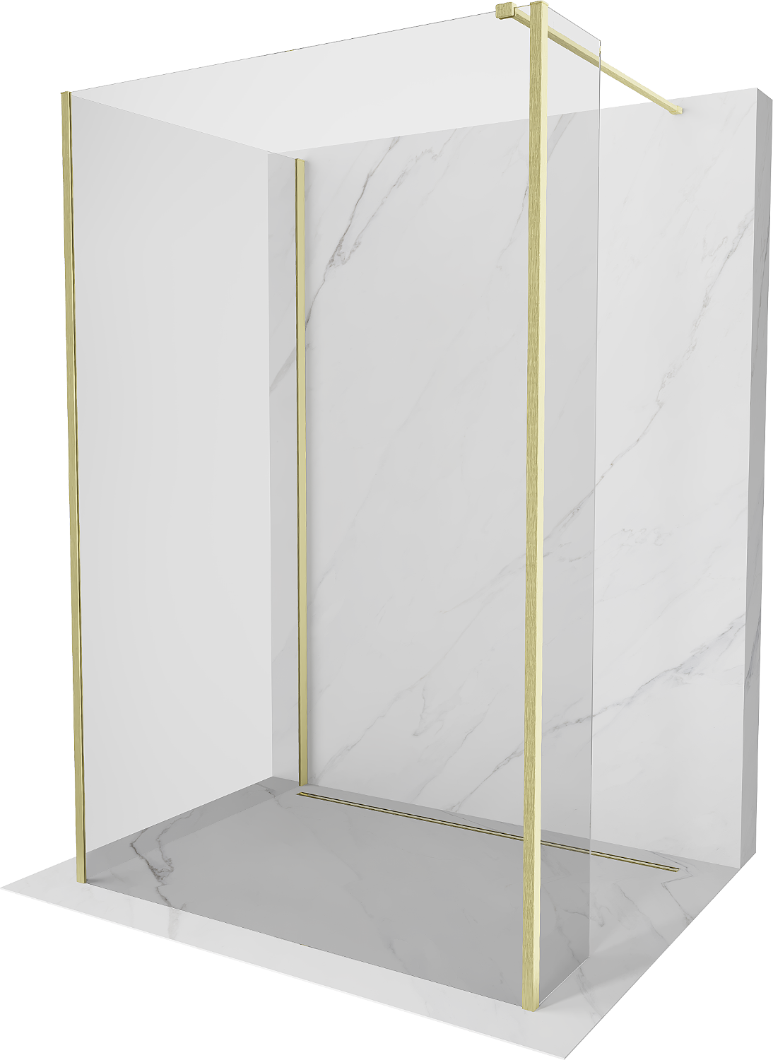 Mexen Kioto Walk-in zuhanyfal 120 x 75 x 30 cm, átlátszó, arany kefélt - 800-120-075-221-55-00-030