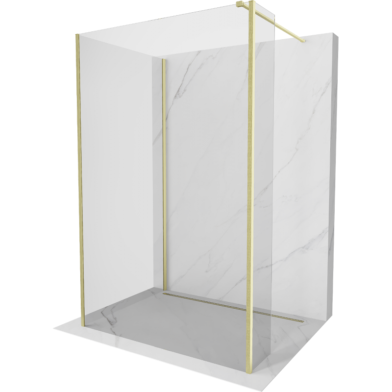 Mexen Kioto Walk-in zuhanyfal 135 x 110 x 40 cm, átlátszó, arany kefélt - 800-135-110-221-55-00-040