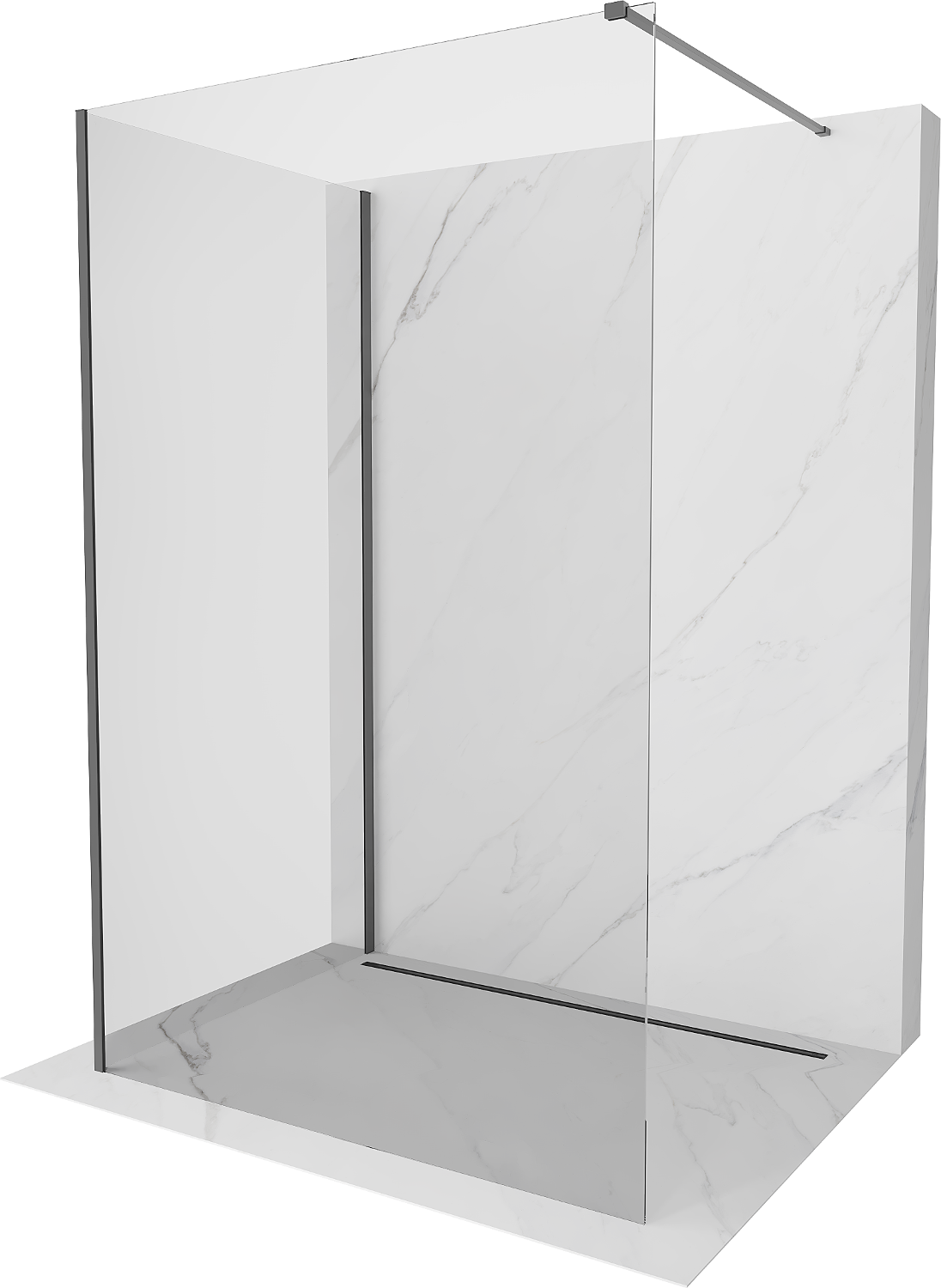 Mexen Kioto Walk-in zuhanyfal 100 x 85 cm, átlátszó, gun metal - 800-100-212-95-00-085