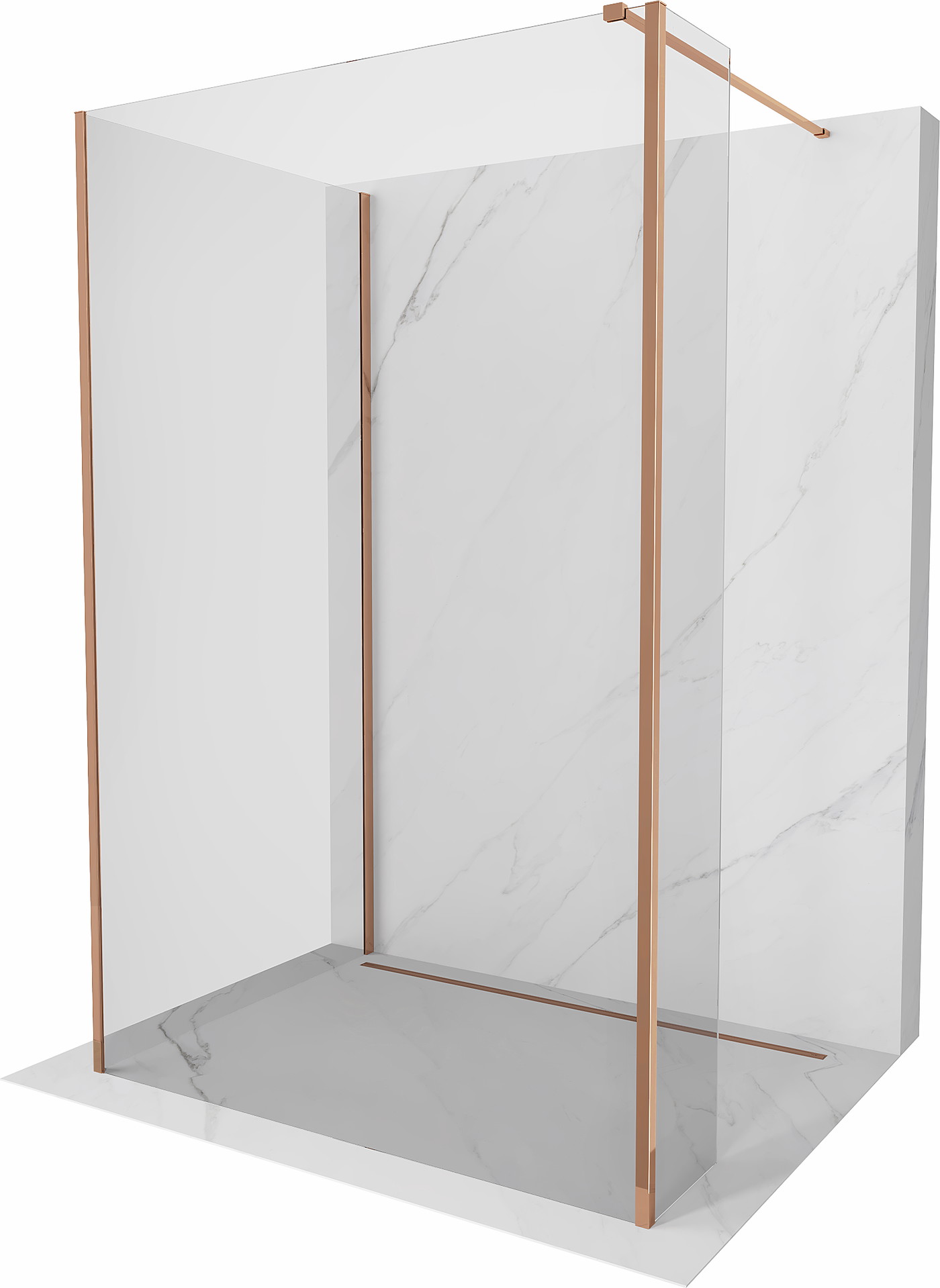 Mexen Kioto Walk-in zuhanyfal 140 x 70 x 30 cm, átlátszó, rózsaarany - 800-140-070-221-60-00-030