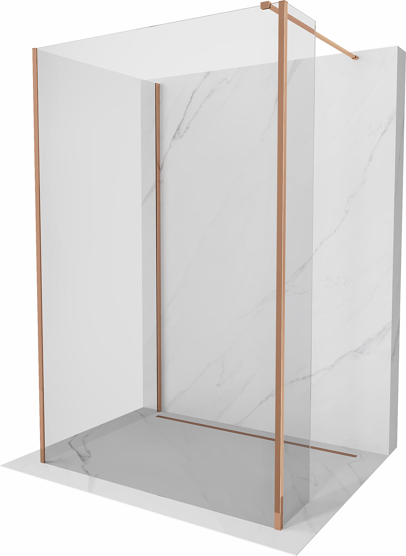 Mexen Kioto Walk-in zuhanyfal 100 x 75 x 30 cm, áttetsző, rózsaszín arany - 800-100-075-221-60-00-030