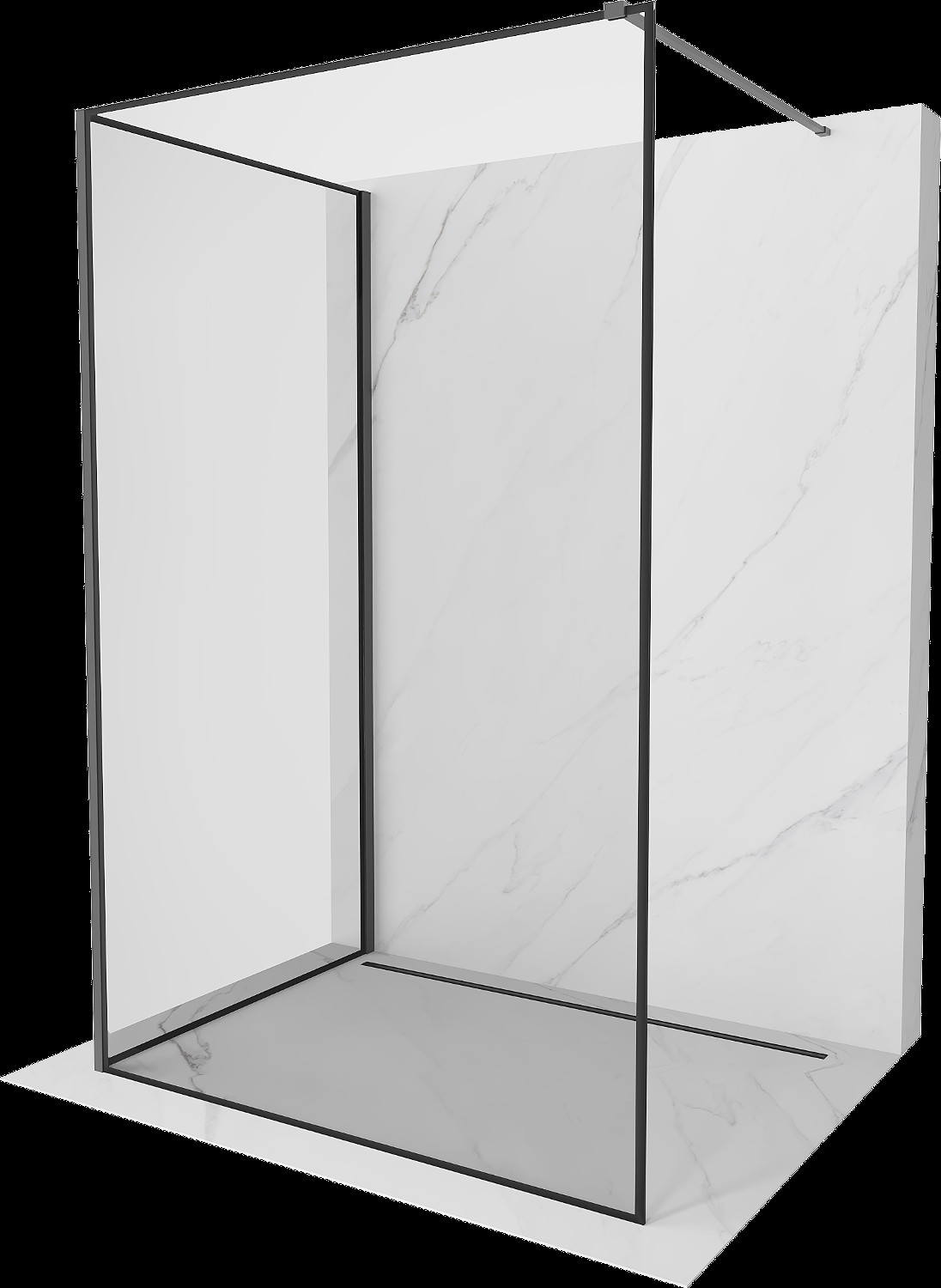 Mexen Kioto Walk-in zuhanyfal 100 x 80 cm, fekete minta, gun metal - 800-100-212-95-70-080