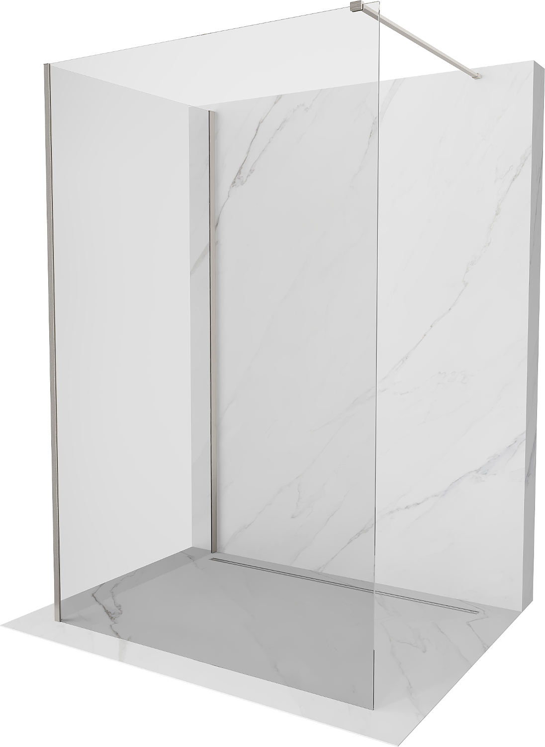 Mexen Kioto Walk-in zuhanyfal 100 x 85 cm, átlátszó, kefélt nikkel - 800-100-212-97-00-085