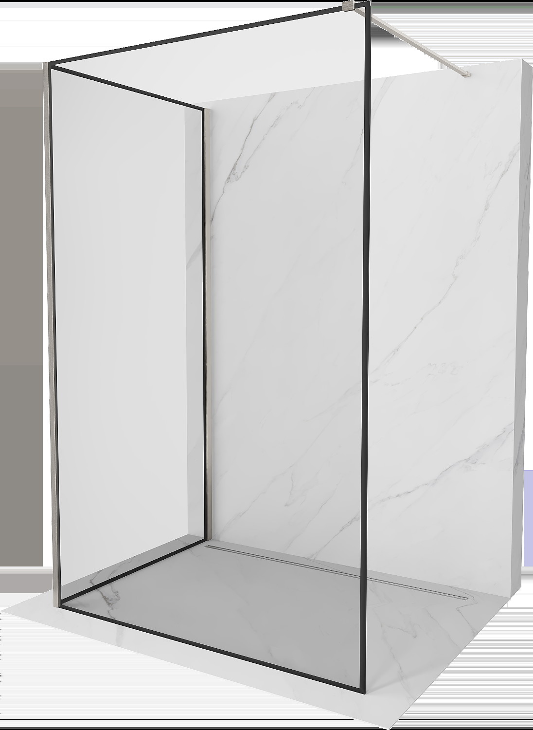 Mexen Kioto Walk-in zuhanyfal 120 x 90 cm, fekete minta, brushed nickel - 800-120-212-97-70-090