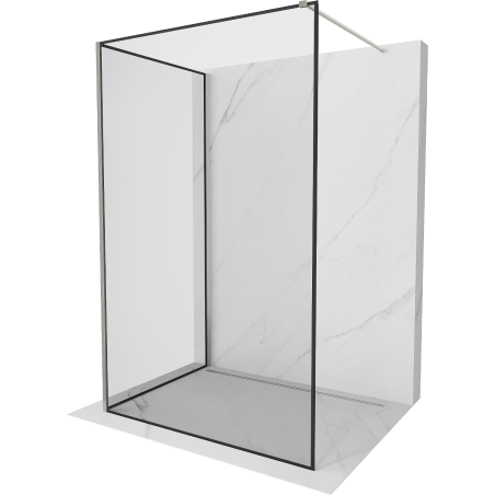 Mexen Kioto Walk-in zuhanyfal 130 x 120 cm, fekete minta, kefélt nikkel - 800-130-212-97-70-120